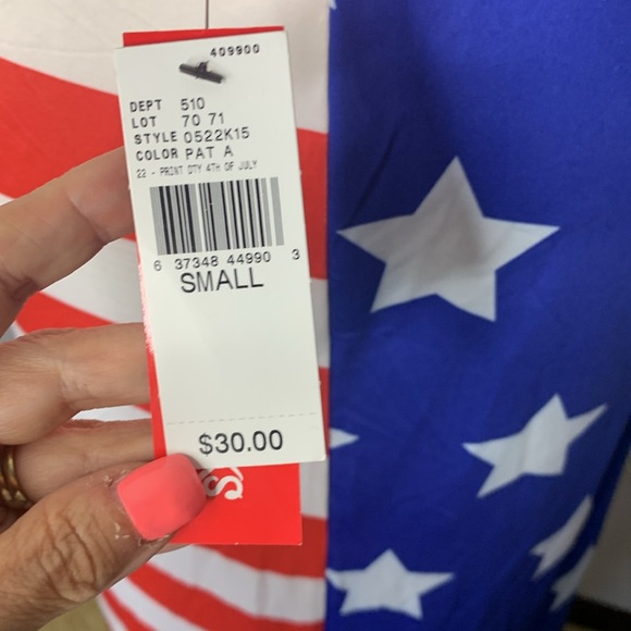 Dress Works Stars and Stripes Red White Blue Patriotic Sleeveless Dress Sz Small - Picture 7 of 10